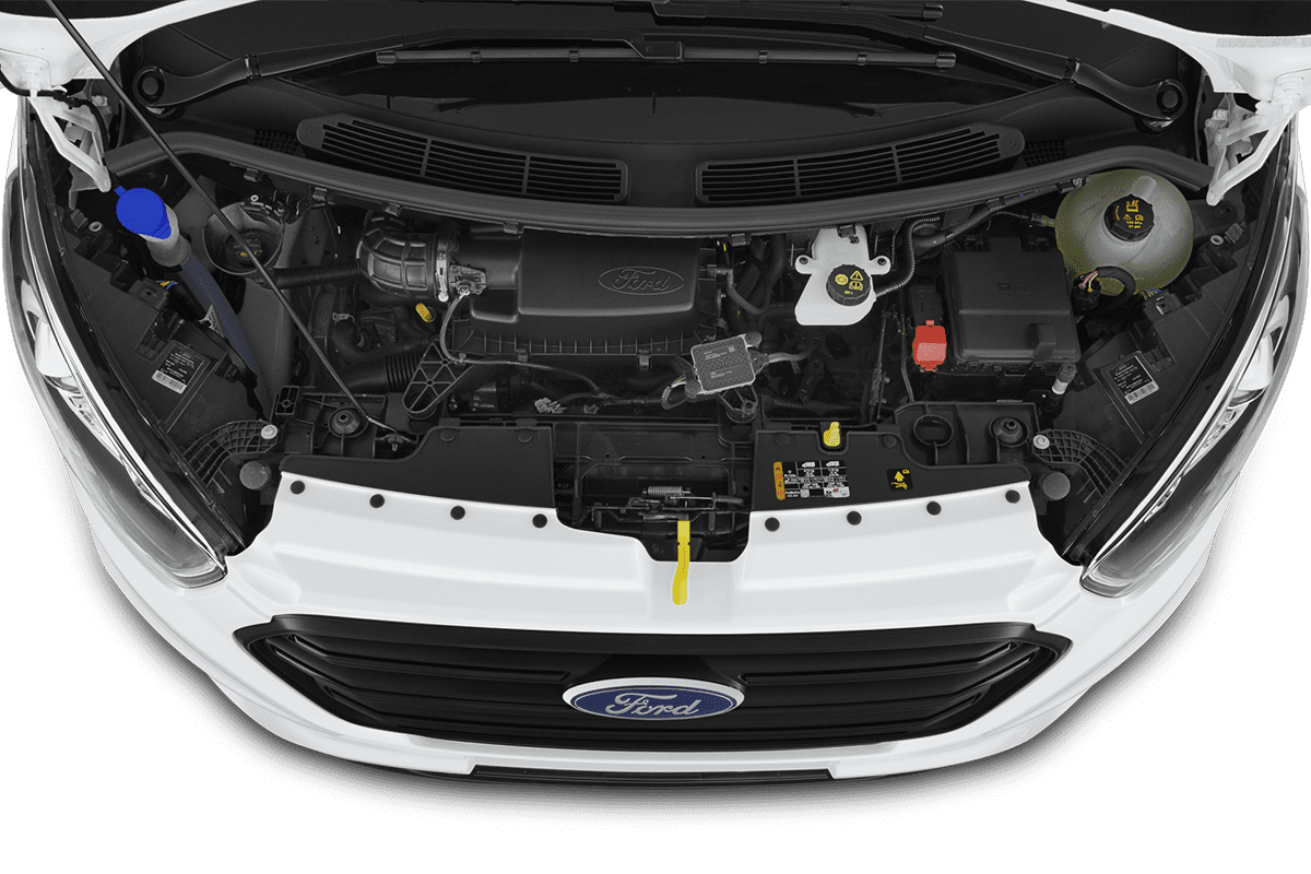 Motorraum eines Ford Transit Custom Kombi 