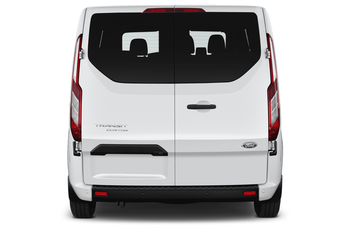 Heckansicht eines Ford Transit Custom Kombi 