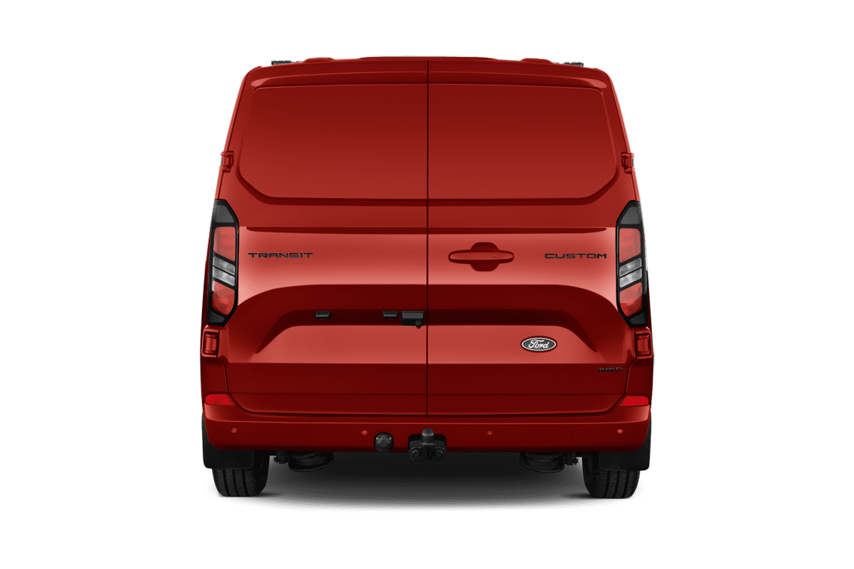 Heckansicht eines Ford Transit Custom Kastenwagen