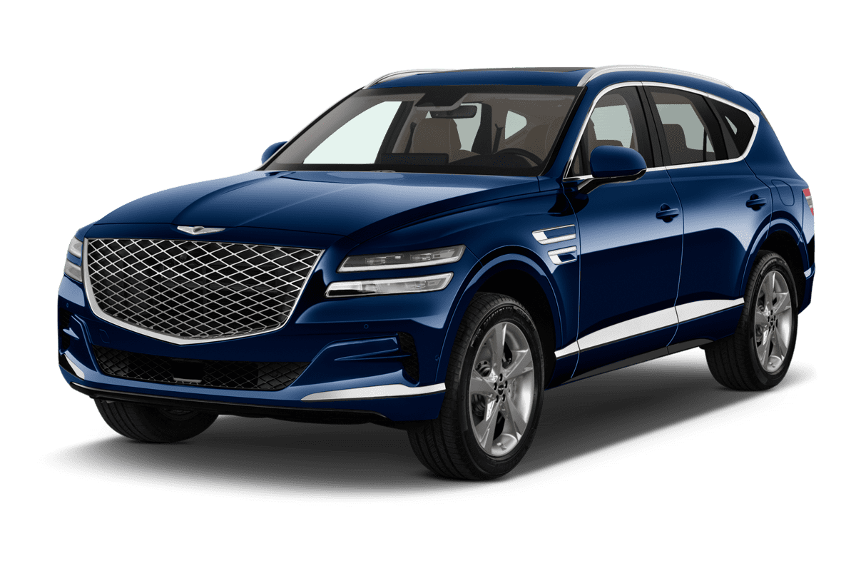 Schräge Frontansicht eines Genesis GV80, freigestellt