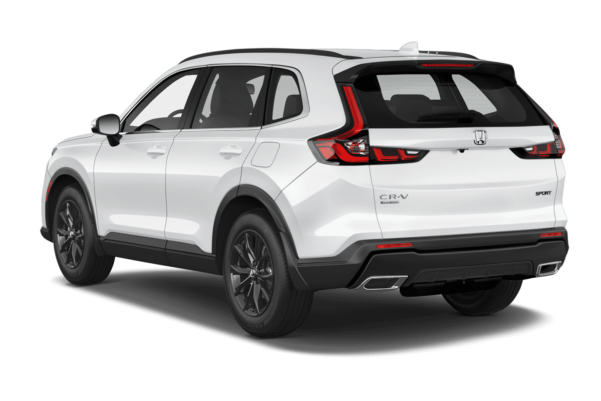 Schräge Heckansicht eines Honda CR-V e:HEV, freigestellt