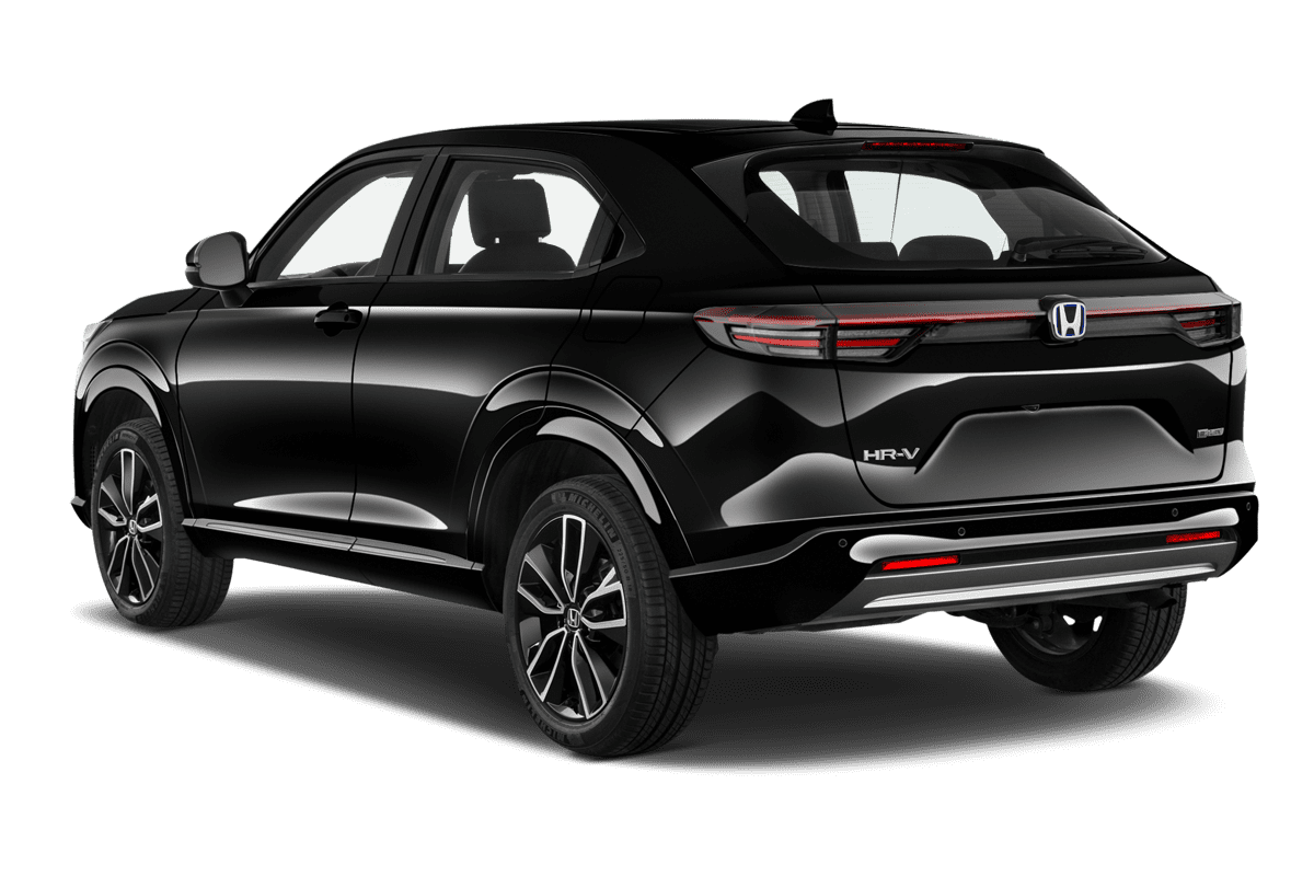Schräge Heckansicht eines Honda HR-V, freigestellt (KI-generiert)