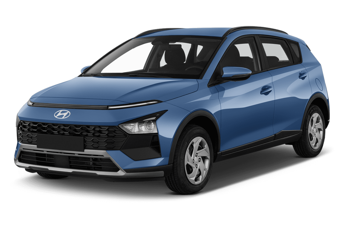 Schräge Frontansicht eines Hyundai Bayon, freigestellt