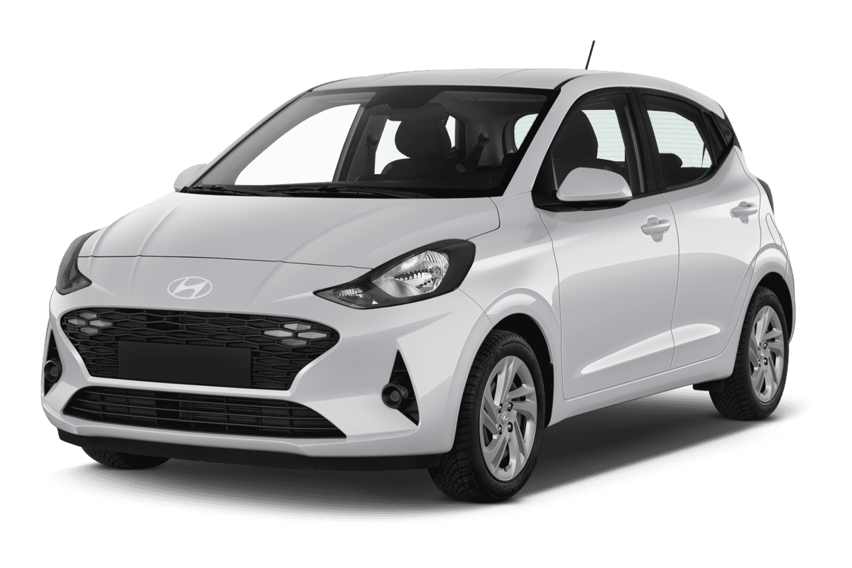 Schräge Frontansicht eines Hyundai i10, freigestellt