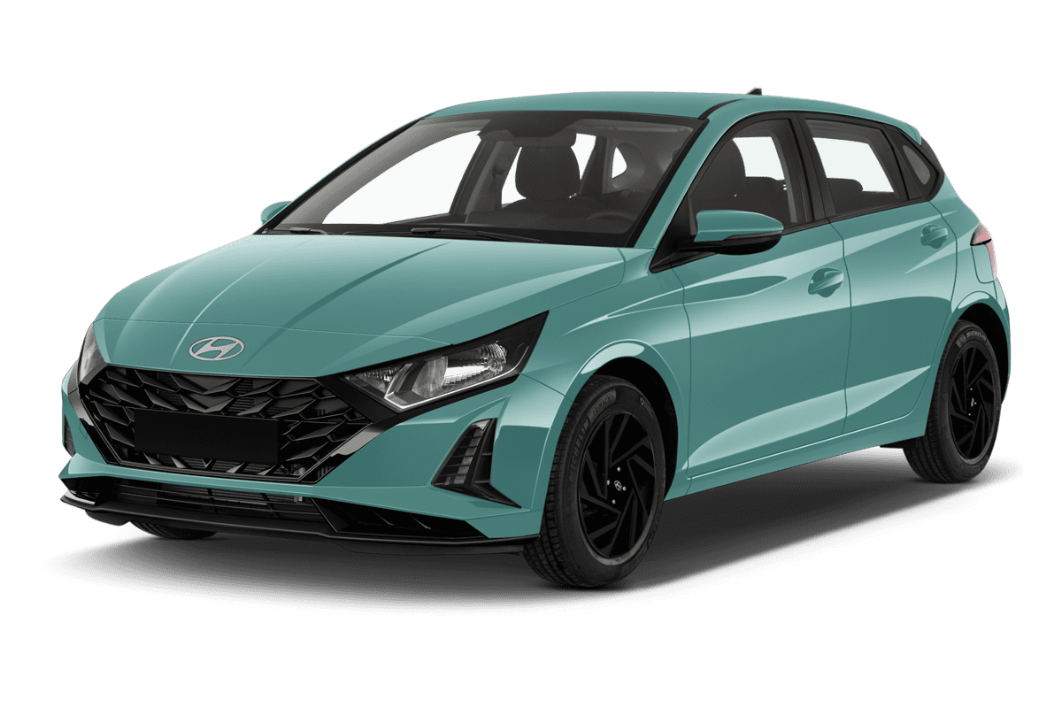 Schräge Frontansicht eines Hyundai i20 , freigestellt