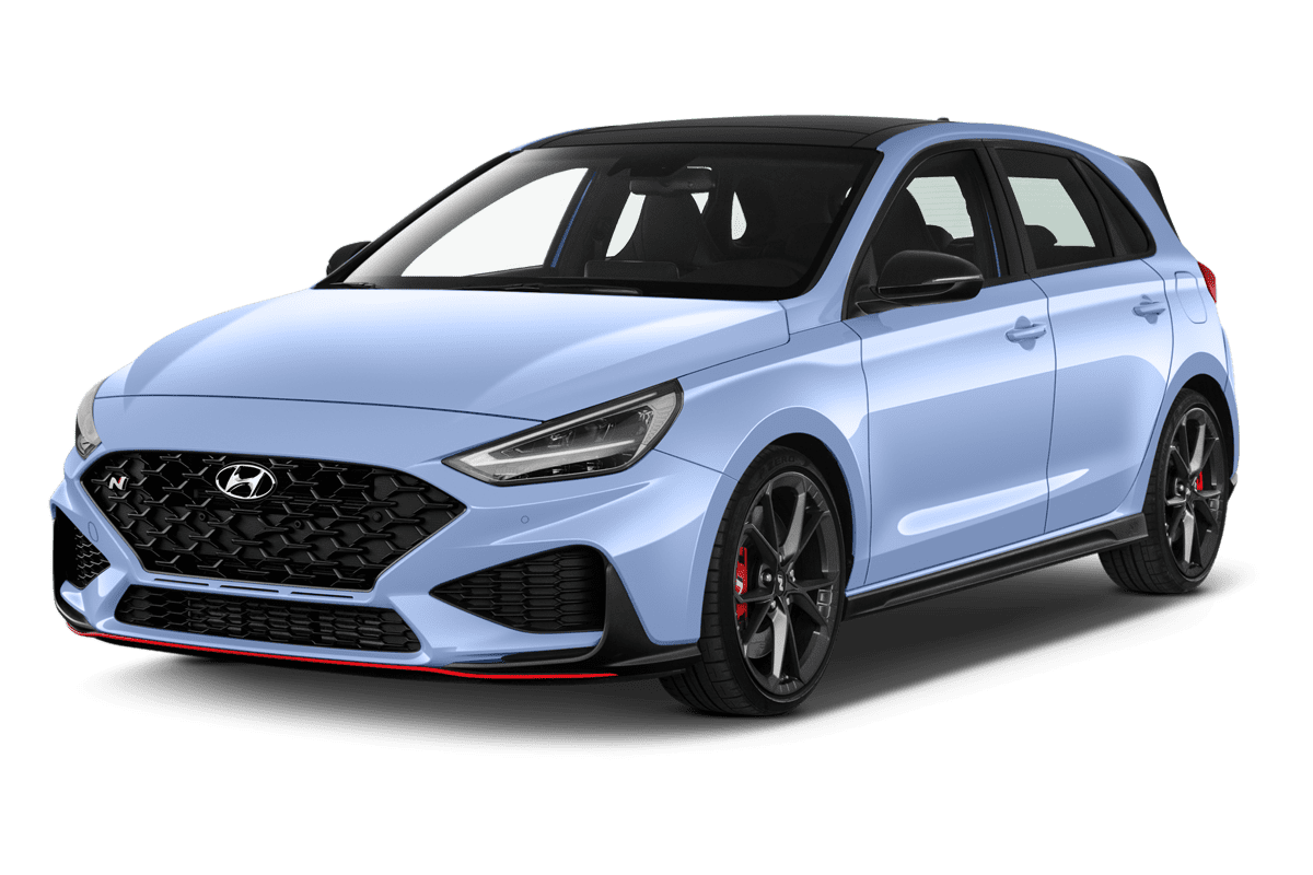 Schräge Frontansicht eines Hyundai i30 N, freigestellt
