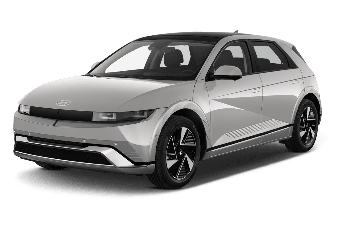 Schräge Frontansicht eines Hyundai Ioniq 5 (neues Modell), freigestellt