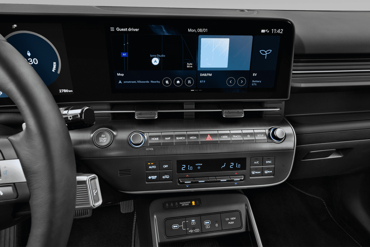 Mittelkonsole eines Hyundai Kona Elektro