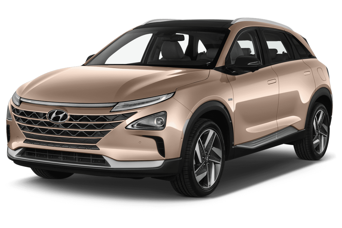 Schräge Frontansicht eines Hyundai Nexo, freigestellt