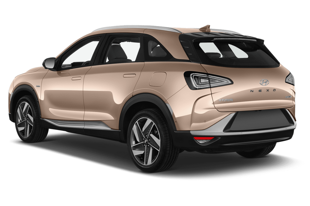 Schräge Heckansicht eines Hyundai Nexo, freigestellt