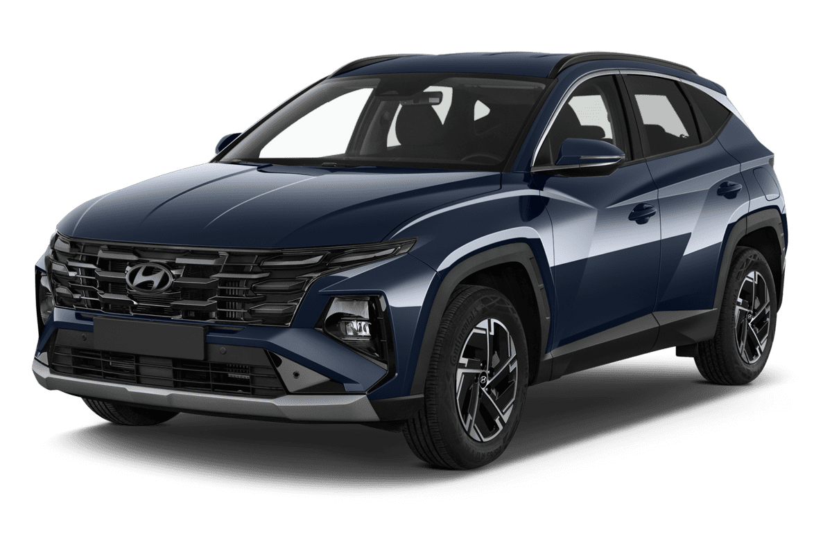 Schräge Frontansicht eines Hyundai Tucson , freigestellt