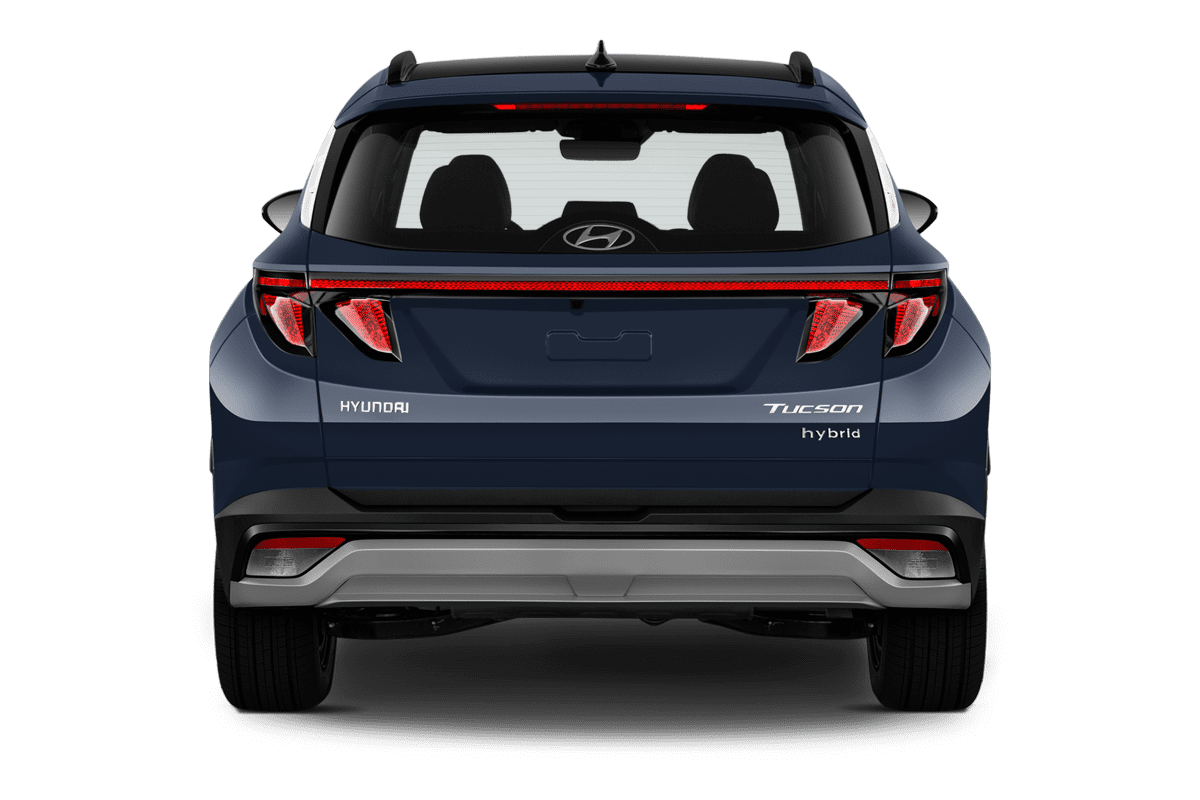 Heckansicht eines Hyundai Tucson Hybrid (neues Modell)
