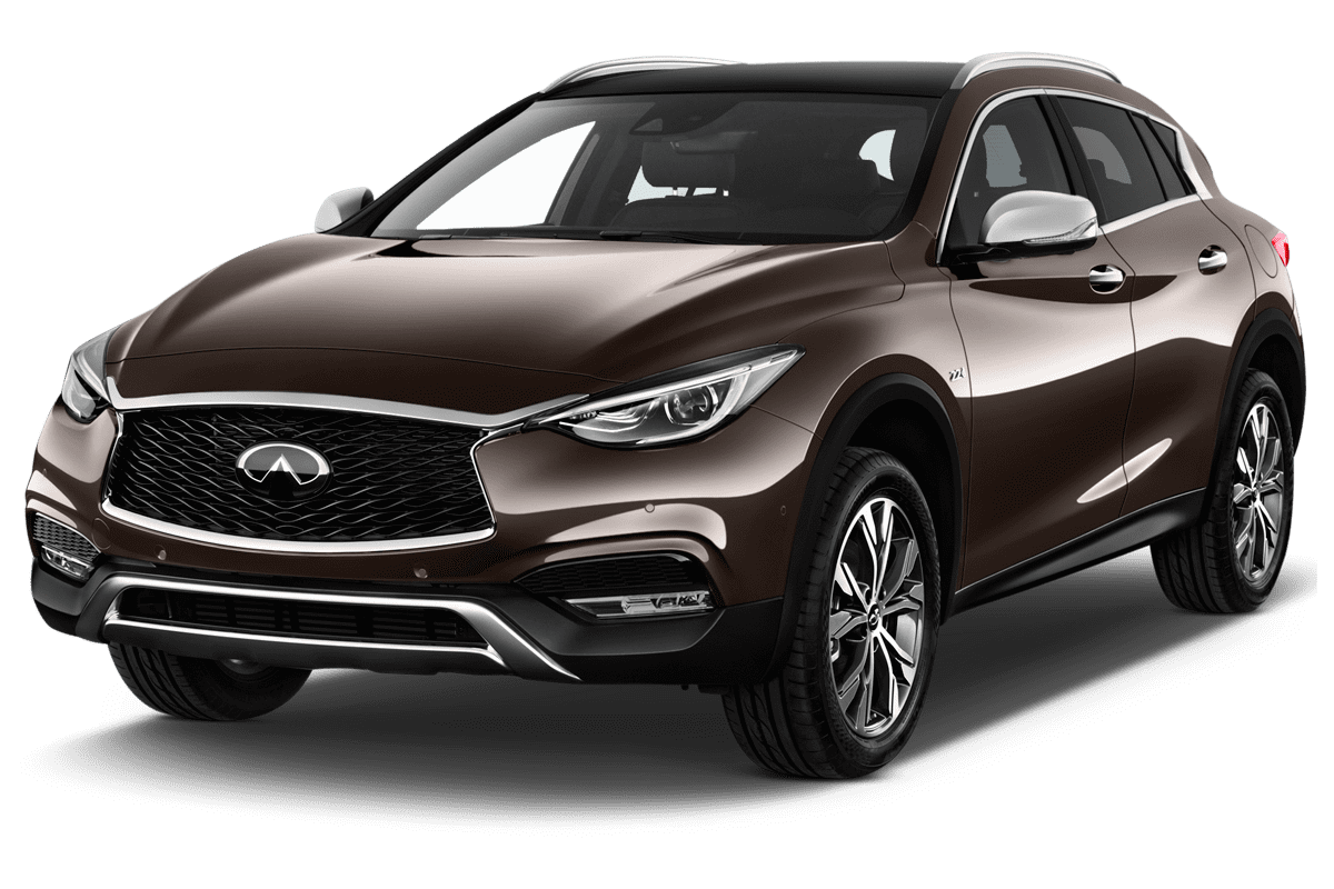 Schräge Frontansicht eines Infiniti QX30, freigestellt