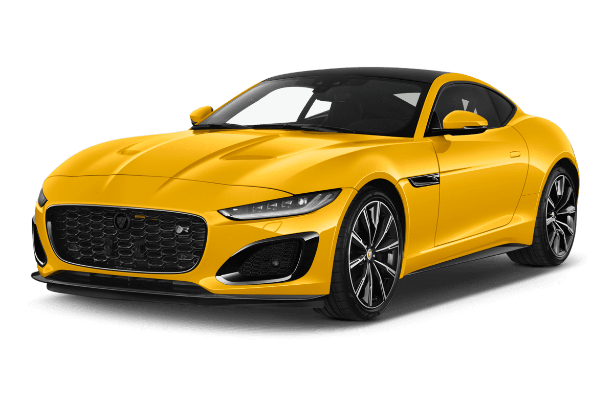 Schräge Frontansicht eines Jaguar F-Type Coupé, freigestellt