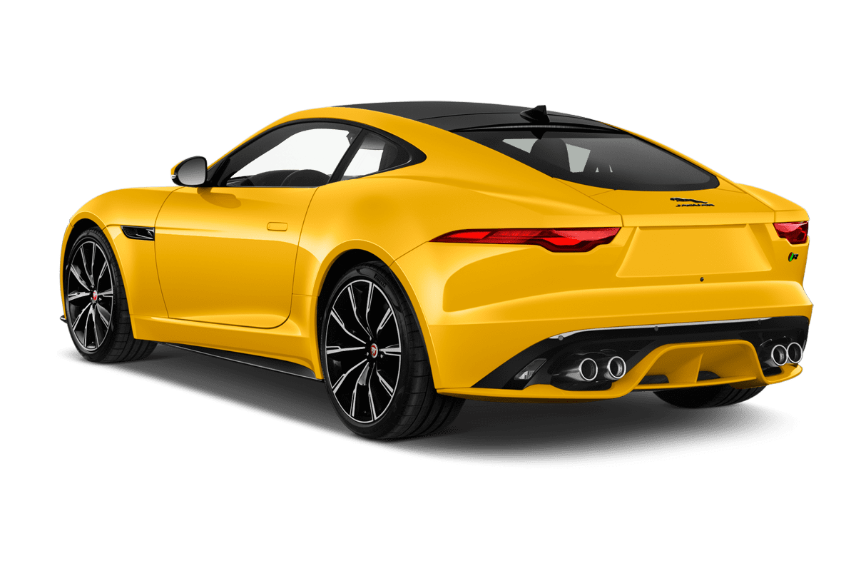 Schräge Heckansicht eines Jaguar F-Type Coupé, freigestellt
