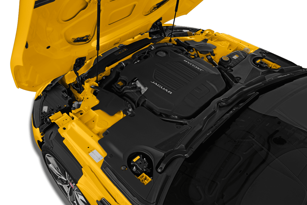 Motorraum eines Jaguar F-Type Coupé