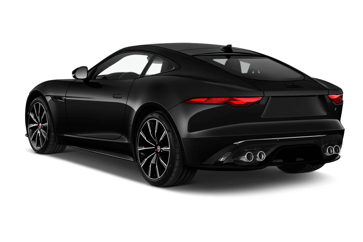 Schräge Heckansicht eines Jaguar F-Type Coupé, freigestellt