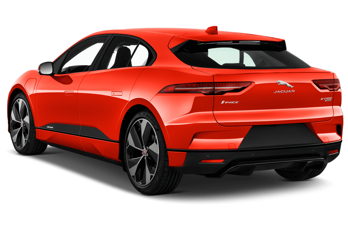 Schräge Heckansicht eines Jaguar I-Pace, freigestellt