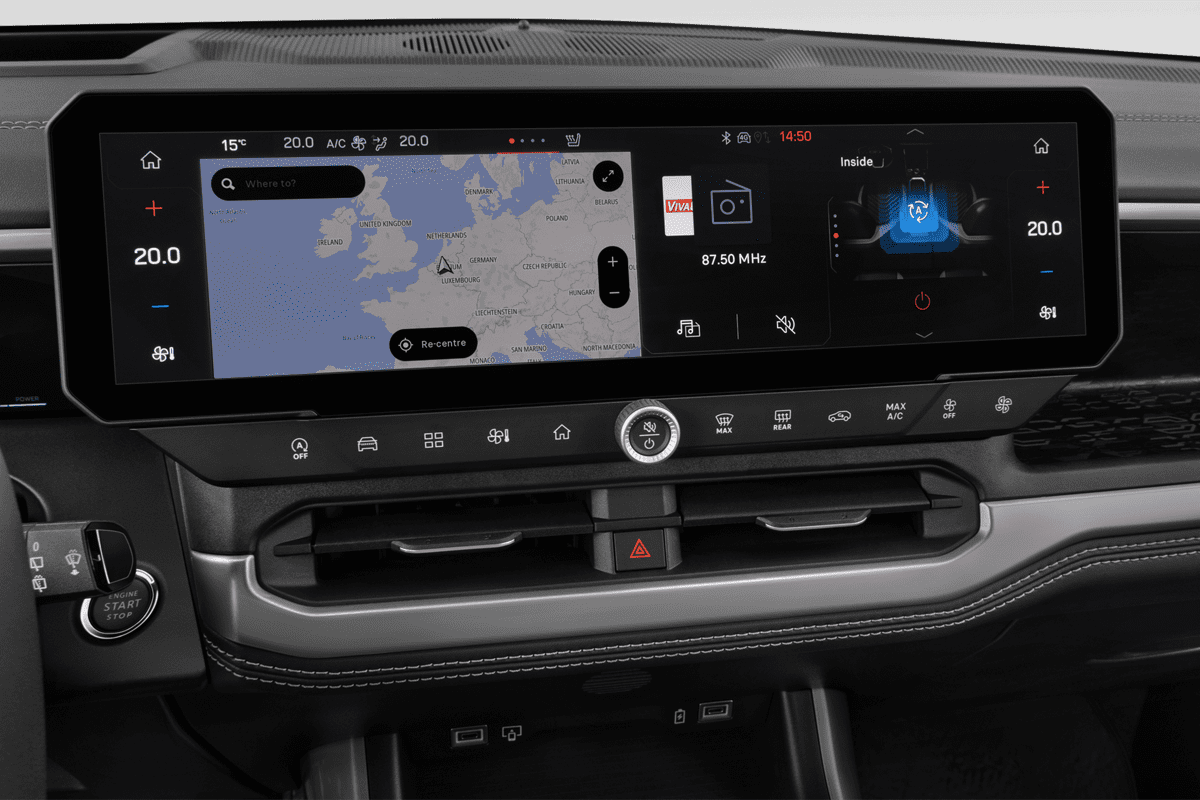 Mittelkonsole eines Jeep Compass E-Hybrid