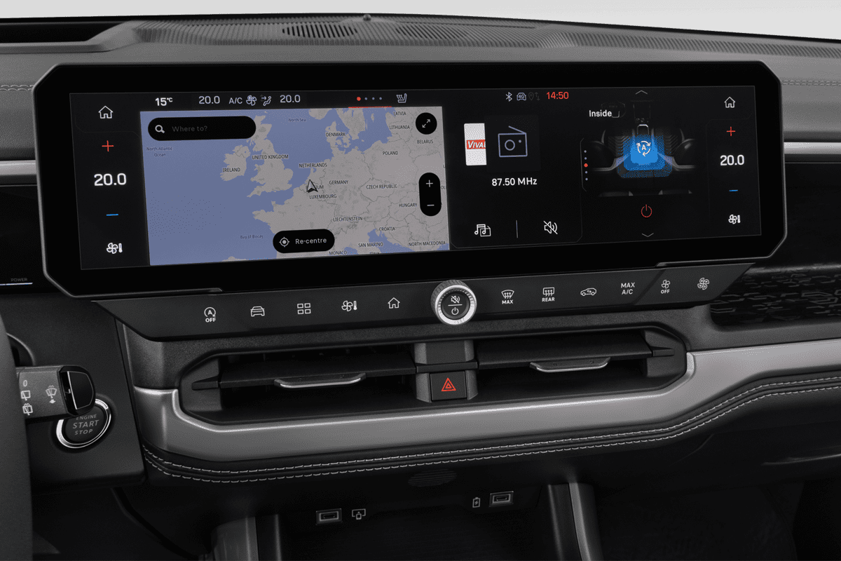 Mittelkonsole eines Jeep Compass Elektro