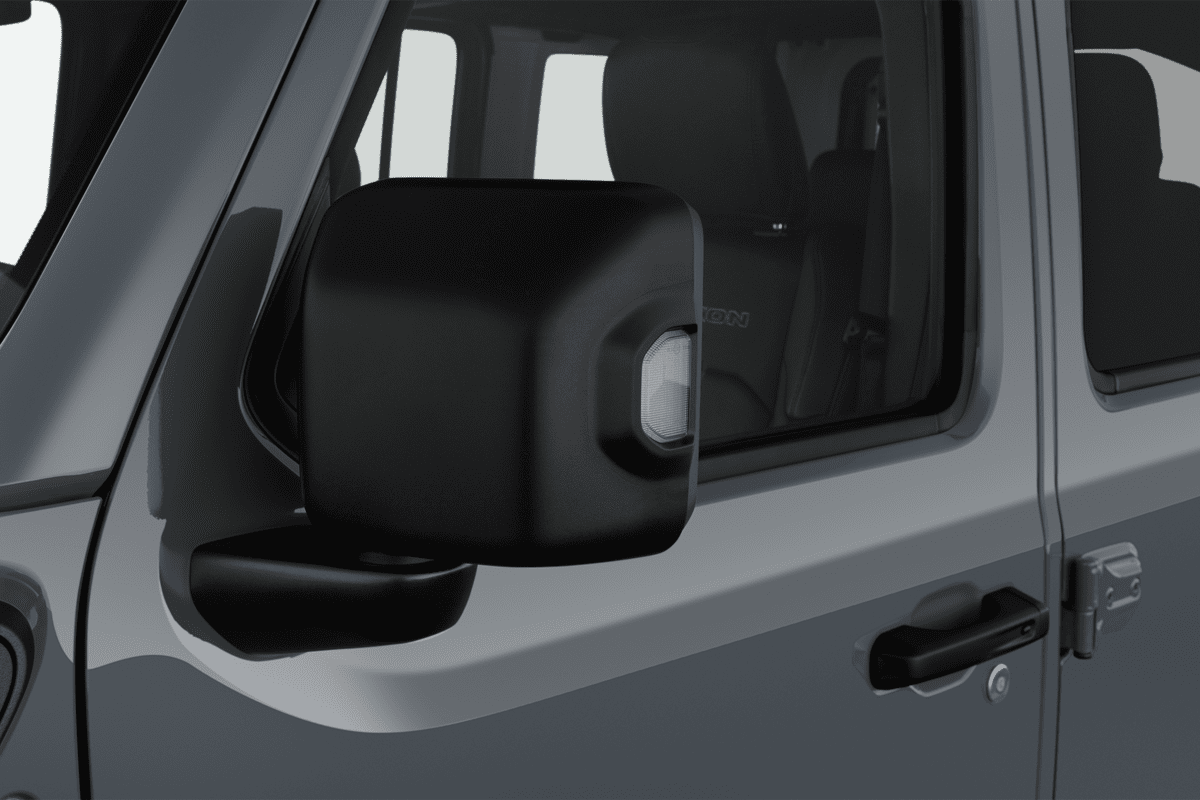 Rückspiegel eines Jeep Wrangler