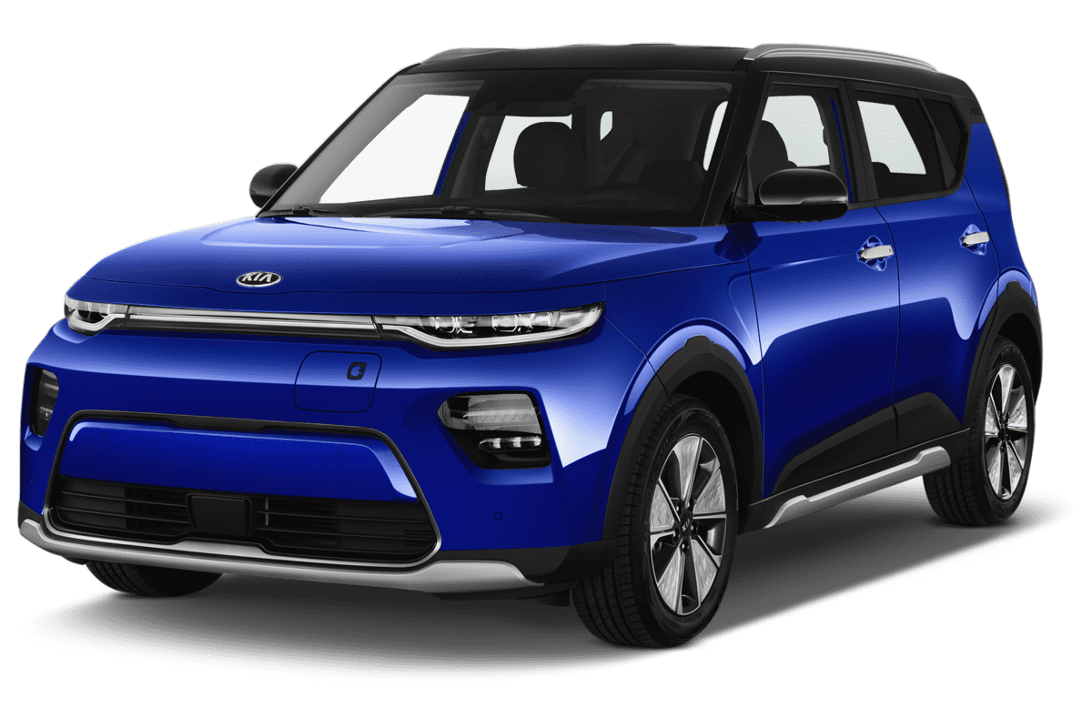 Schräge Frontansicht eines KIA e-Soul, freigestellt