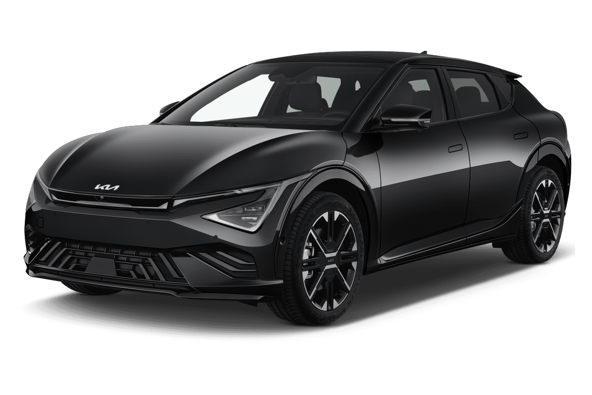 Schräge Frontansicht eines Kia EV6, freigestellt