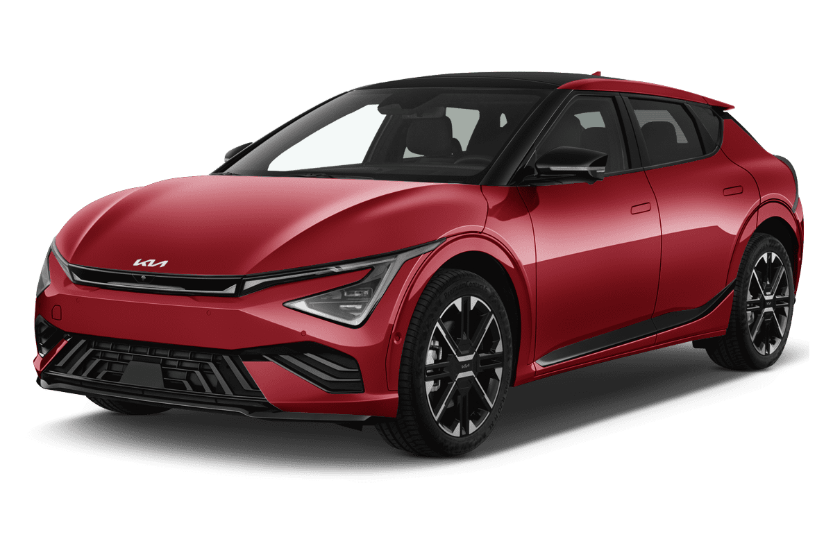 Schräge Frontansicht eines Kia EV6, freigestellt