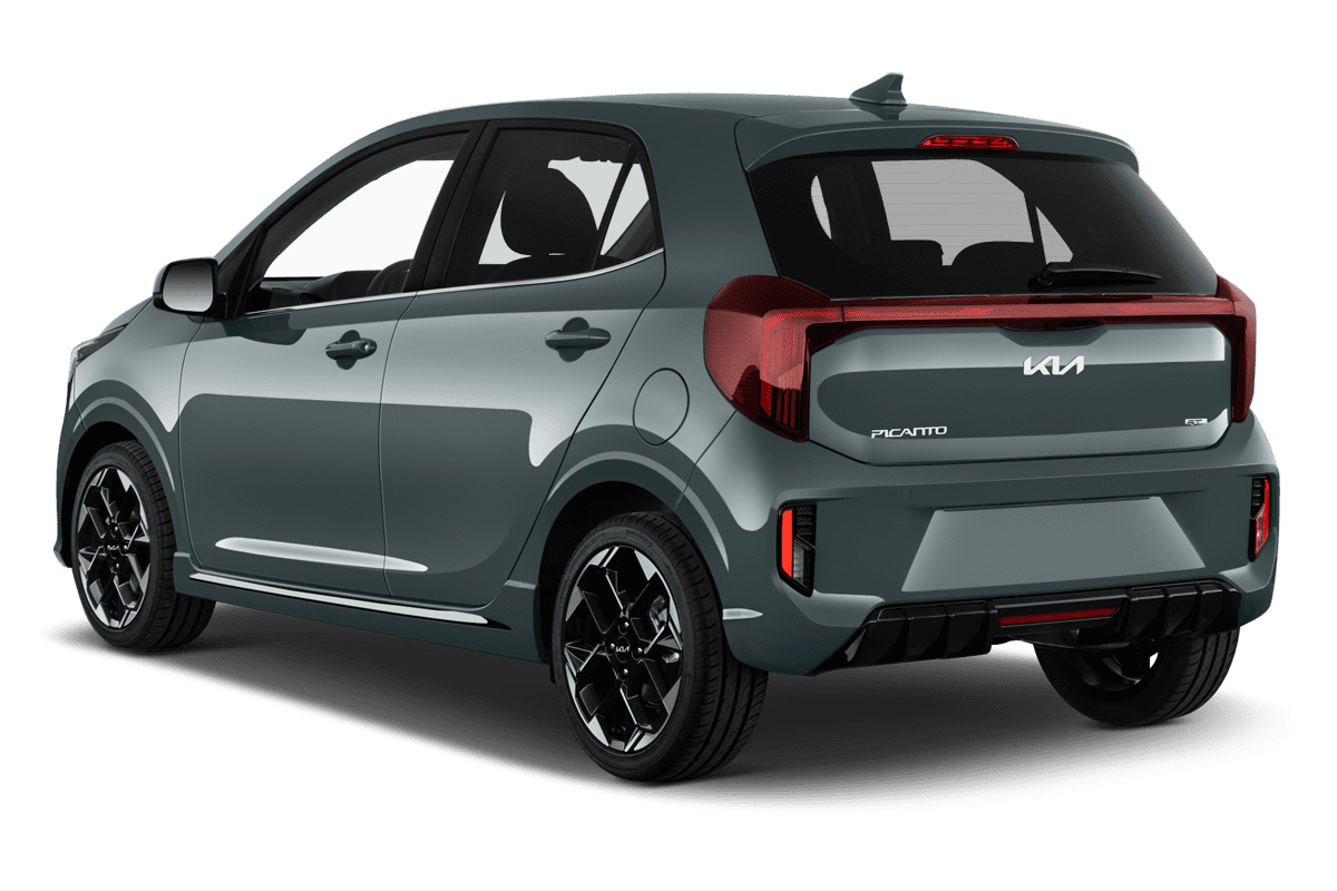 Schräge Heckansicht eines KIA Picanto , freigestellt