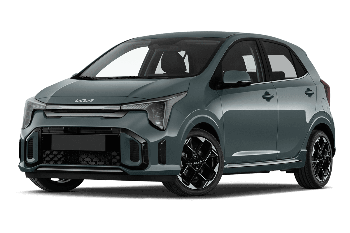 Tiefe, schräge Heckansicht eines KIA Picanto , freigestellt