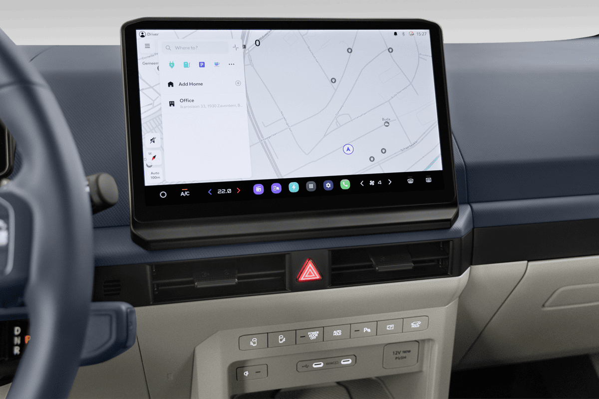 Mittelkonsole eines KIA PV 5 Passenger 