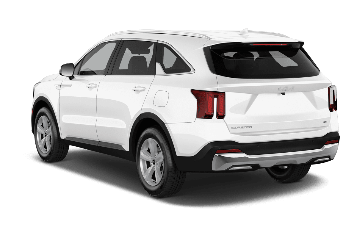 Schräge Heckansicht eines KIA Sorento, freigestellt
