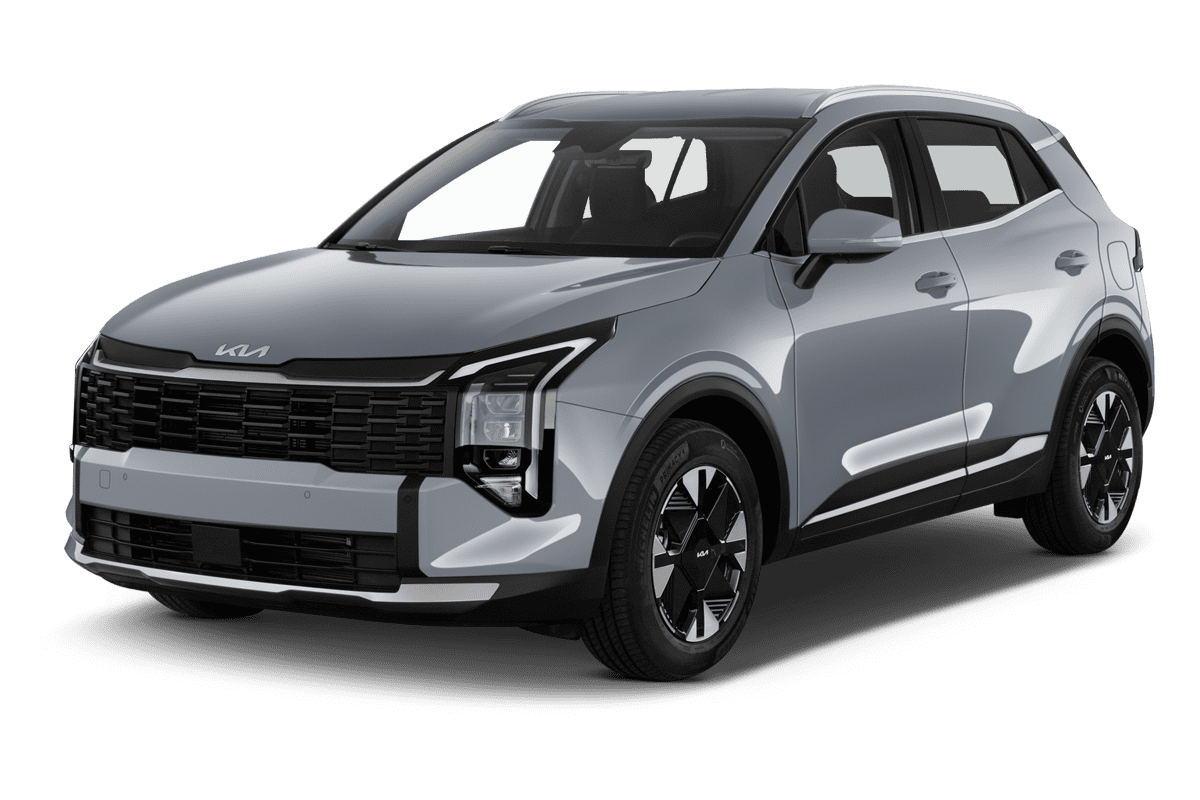 Schräge Frontansicht eines KIA Sportage, freigestellt