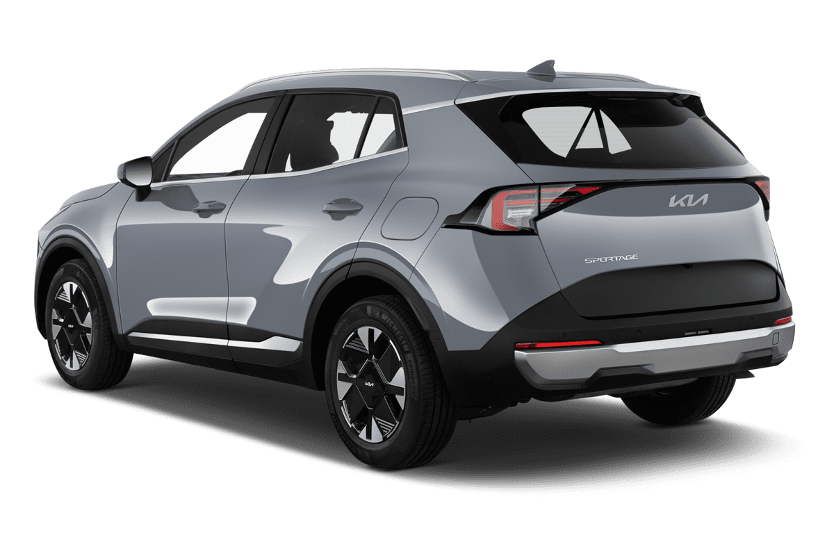 Schräge Heckansicht eines KIA Sportage, freigestellt