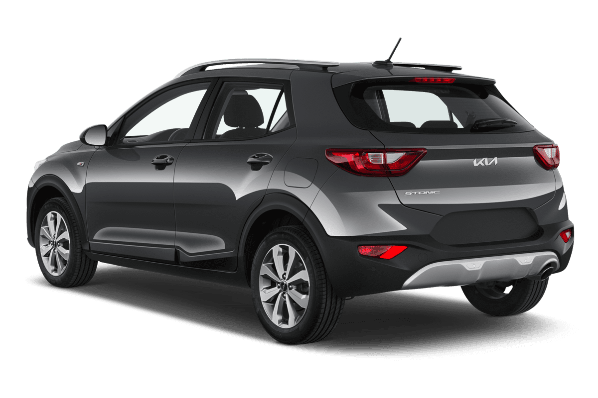 Schräge Heckansicht eines KIA Stonic (neues Modell), freigestellt
