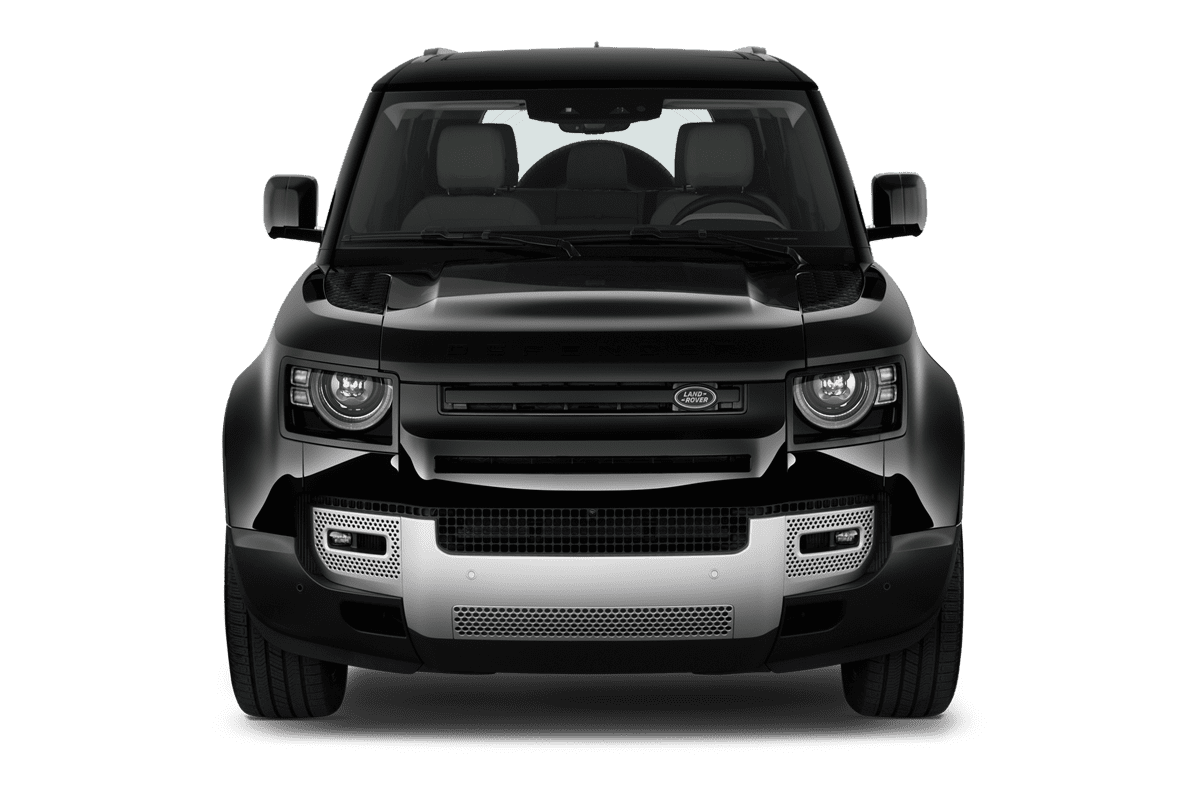 Frontansicht eines Land Rover Defender, freigestellt