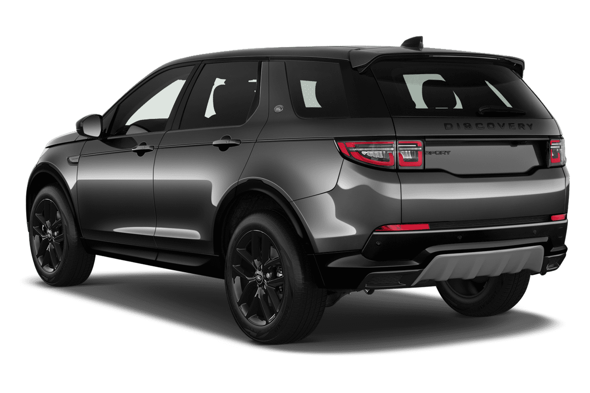 Schräge Heckansicht eines Land Rover Discovery Sport, freigestellt