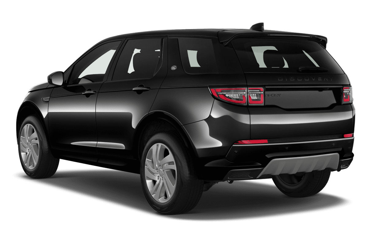 Schräge Heckansicht eines Land Rover Discovery Sport, freigestellt