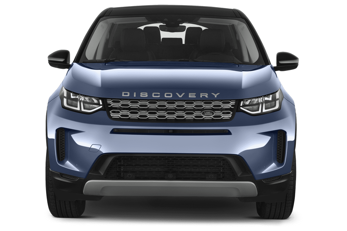 Frontansicht eines Land Rover Discovery Sport Plug-in-Hybrid, freigestellt