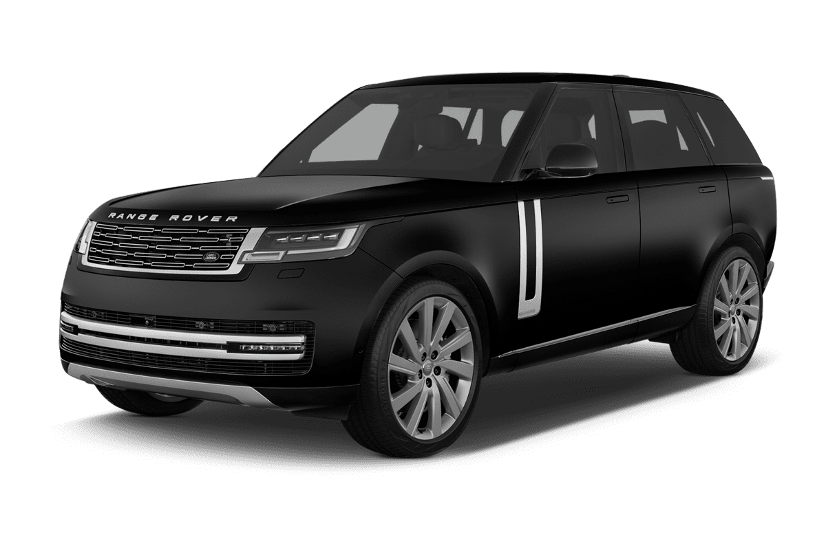 Schräge Frontansicht eines Land Rover Range Rover , freigestellt