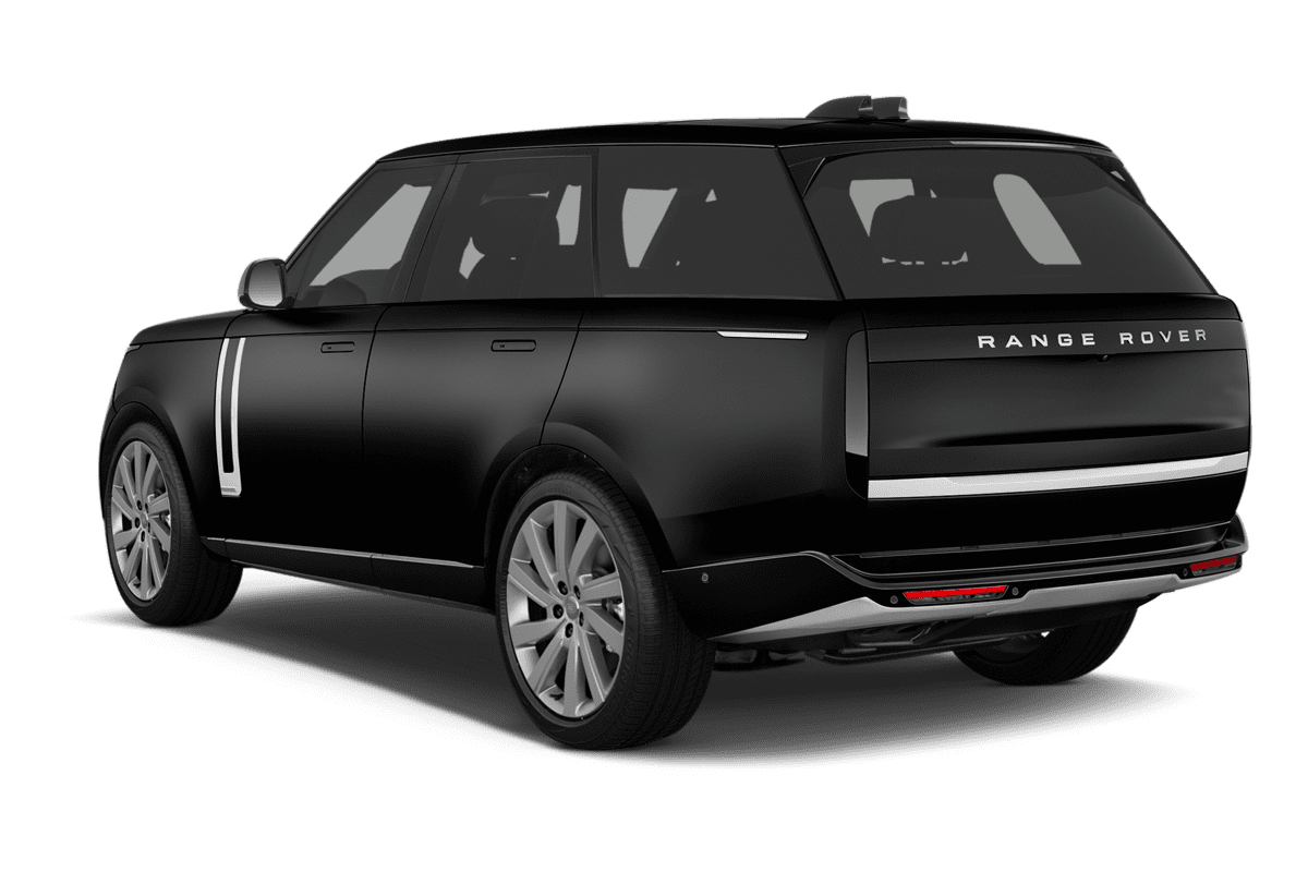 Schräge Heckansicht eines Land Rover Range Rover , freigestellt