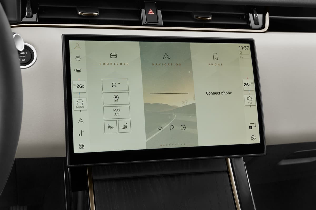 Mittelkonsole eines Land Rover Range Rover Evoque Plug-In-Hybrid