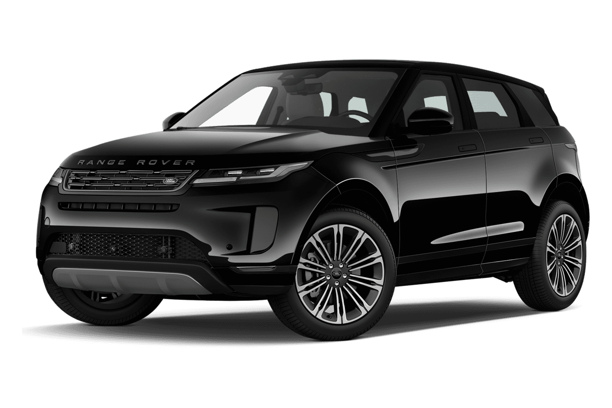Tiefe, schräge Heckansicht eines Land Rover Range Rover Evoque, freigestellt (KI-generiert)