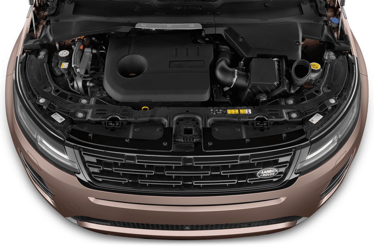 Motorraum eines Land Rover Range Rover Evoque Plug-In-Hybrid (KI-generiert)