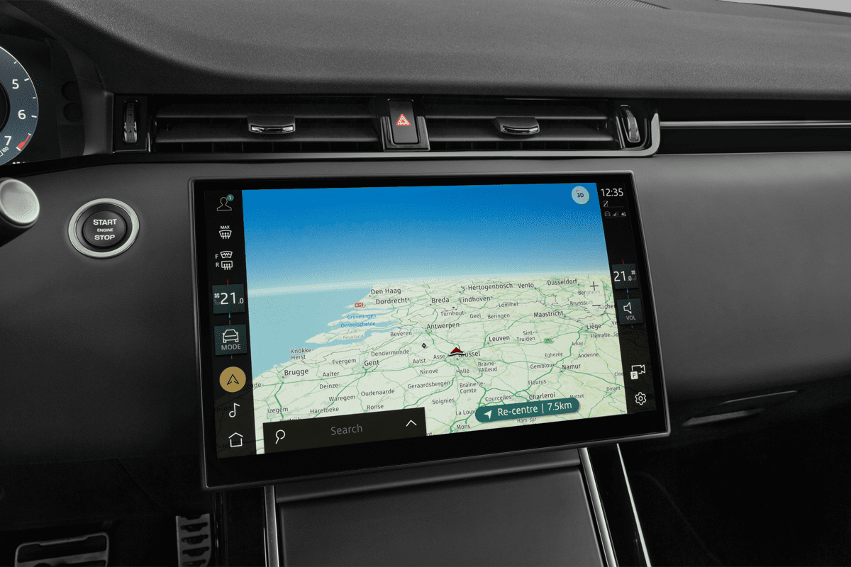 Mittelkonsole eines Land Rover Range Rover Evoque Plug-In-Hybrid (KI-generiert)
