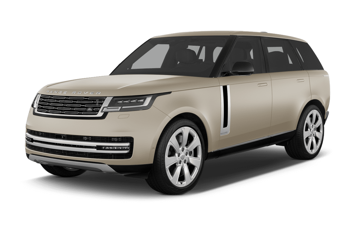 Schräge Frontansicht eines Land Rover Range Rover Plug-in-Hybrid , freigestellt