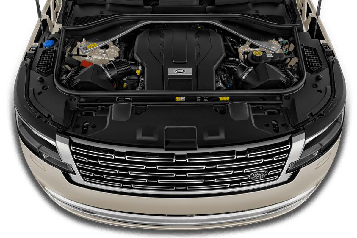 Motorraum eines Land Rover Range Rover Plug-in-Hybrid