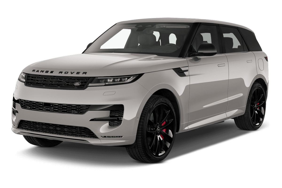 Schräge Frontansicht eines Land Rover Range Rover Sport Plug-in-Hybrid , freigestellt