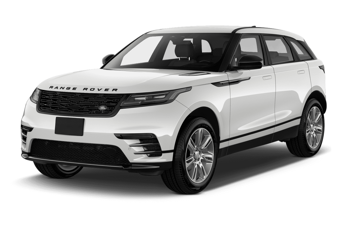 Schräge Frontansicht eines Land Rover Range Rover Velar, freigestellt