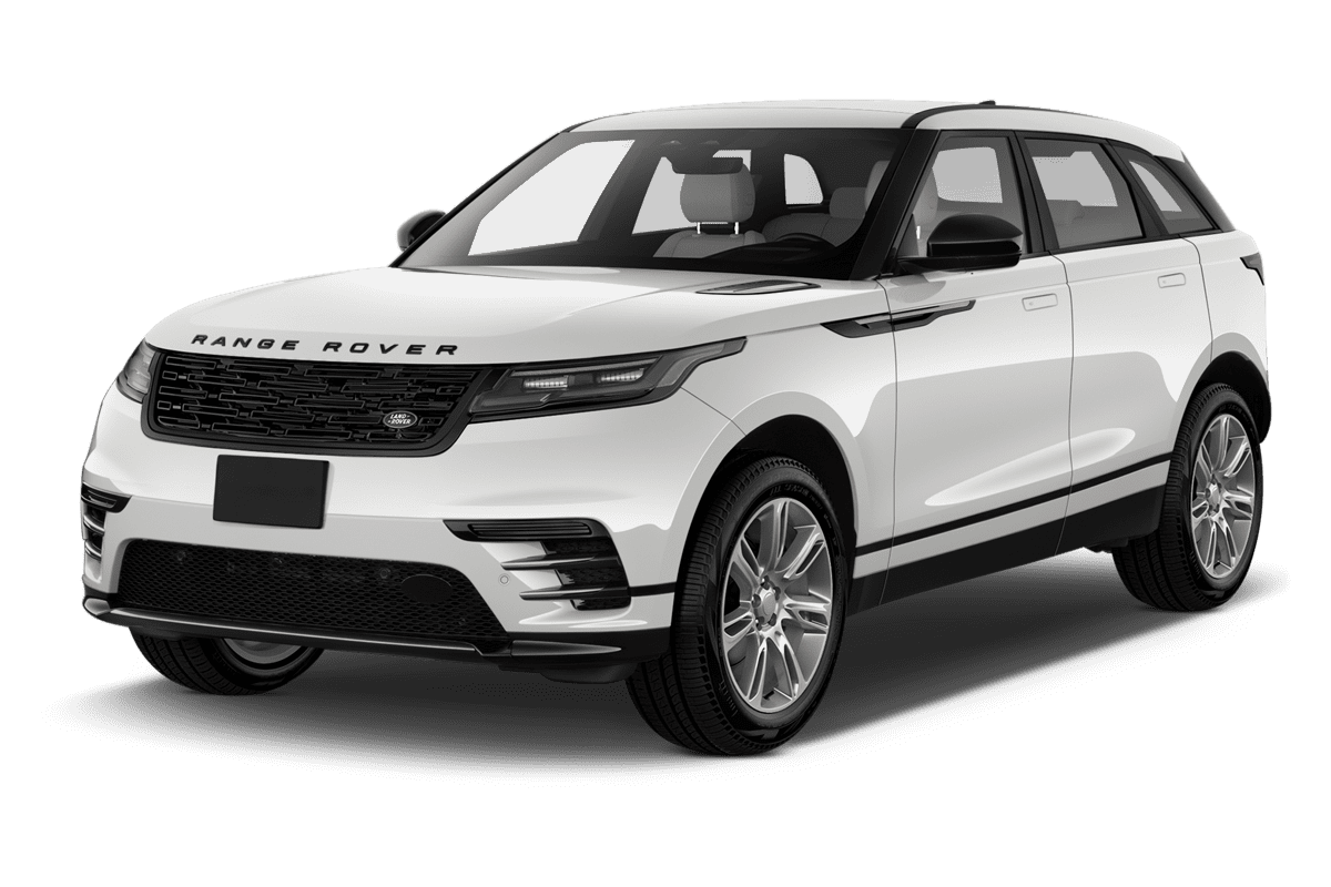 Schräge Frontansicht eines Land Rover Range Rover Velar, freigestellt